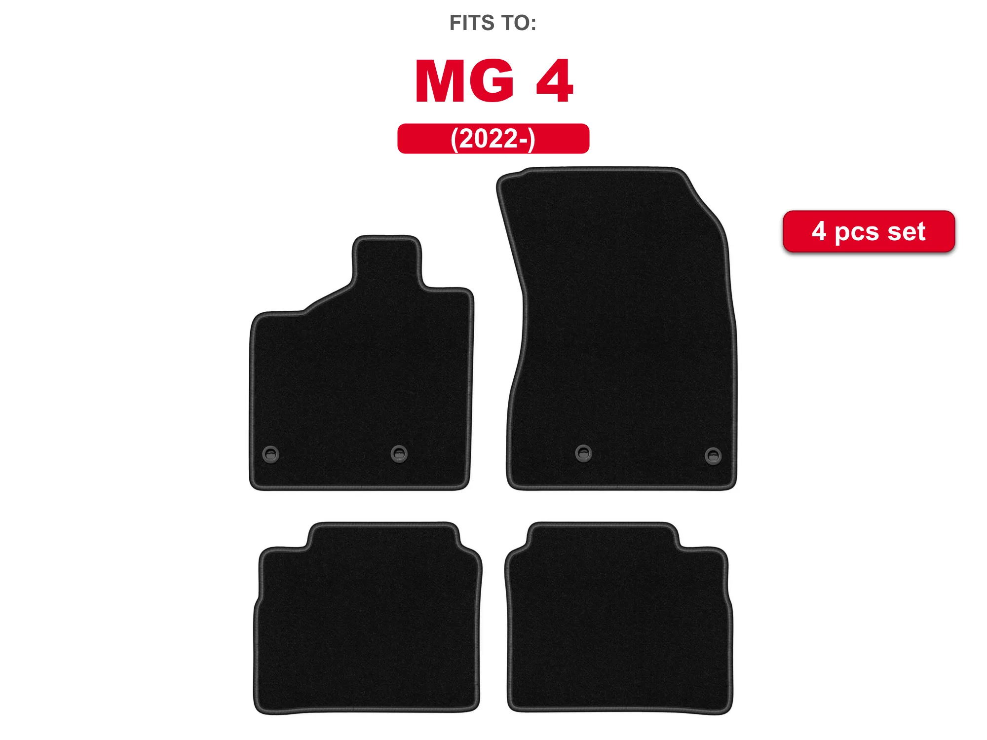 Auto velourmatten voor: MG 4 2022-zwarte elektricienauto bijpassende automattenset