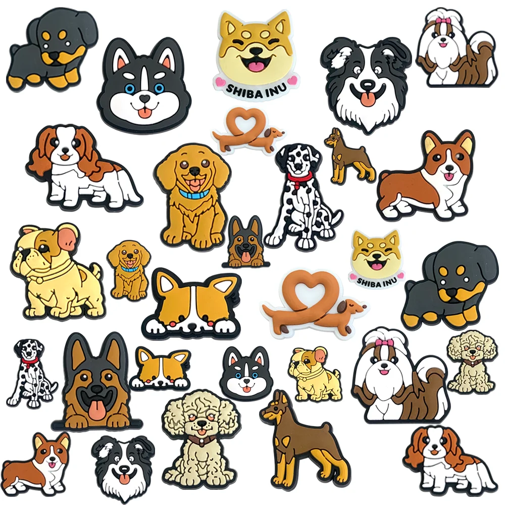 1Pcs PVC Kawaii Various Dog Shoe Charms Shoe Decorations Accessories Pins Fit Wristbands Women Men Friend Gifts