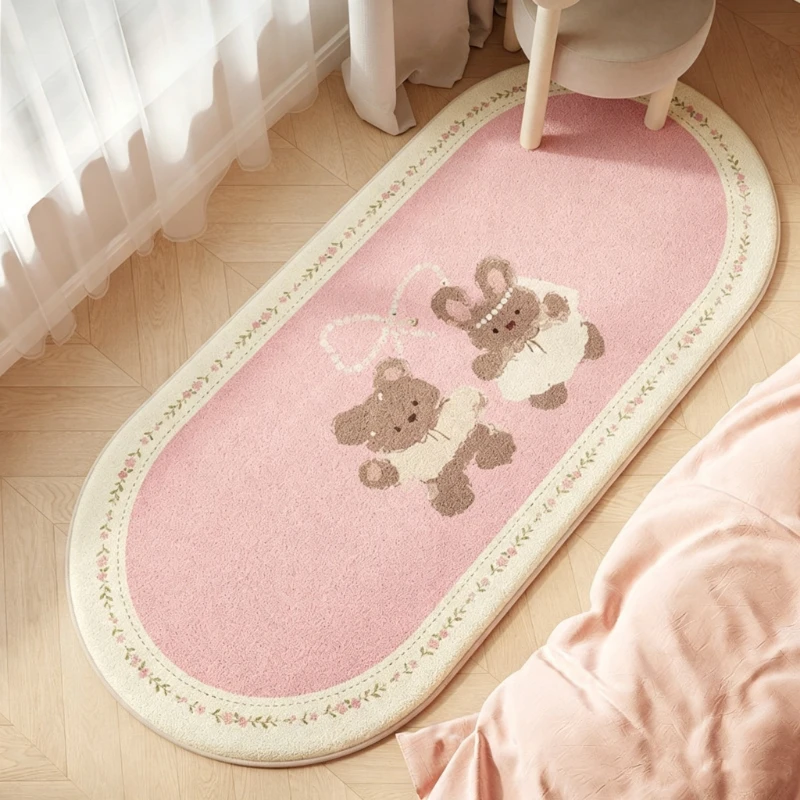Bedroom Bedside Rug Soft Fluffy Comfortable Floor Mat Korean Style Cute Animal Pattern Long Carpet Sweet Home Decor Rugs Ковер