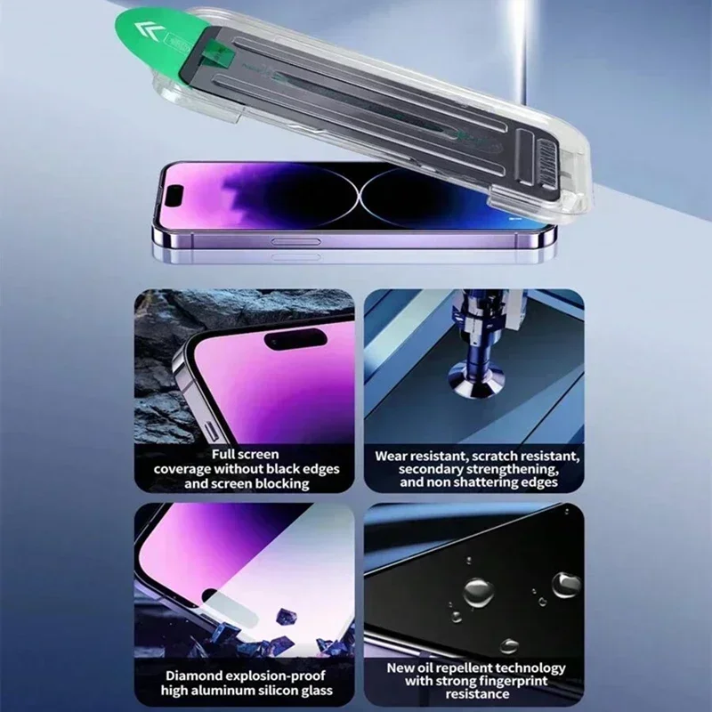 3 Piezas Oleofóbico Sin Polvo Fácil Instalación Protector de Pantalla Mate de Privacidad para iPhone 16 15 11 12 13 14 Pro Max Plus XS 17 Vidrio 5