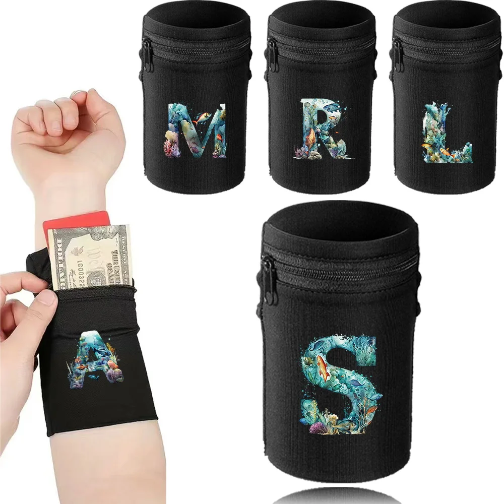 Sports Wristband Bags Wrist Protector Running Sport Safety Black Series Support Brace Wrap Wristband Fish Letter Style Wrist Bag