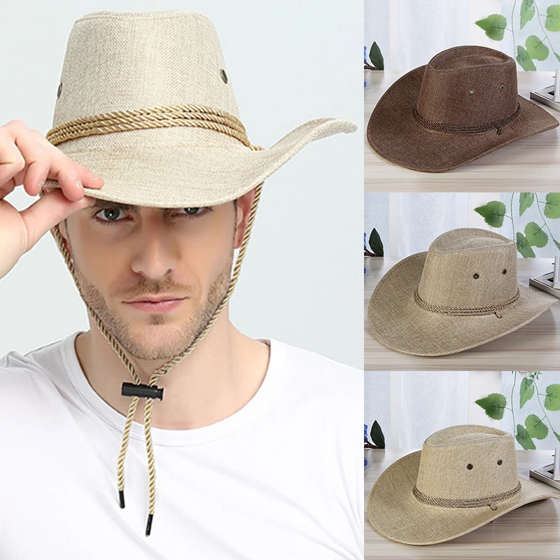 Summer Fashion Cowboy Hat Bohemian Accessories Denim Straw Hat Men\'s Women\'s Outdoor Travel Beach Hat Unisex Western Cowboy Hat