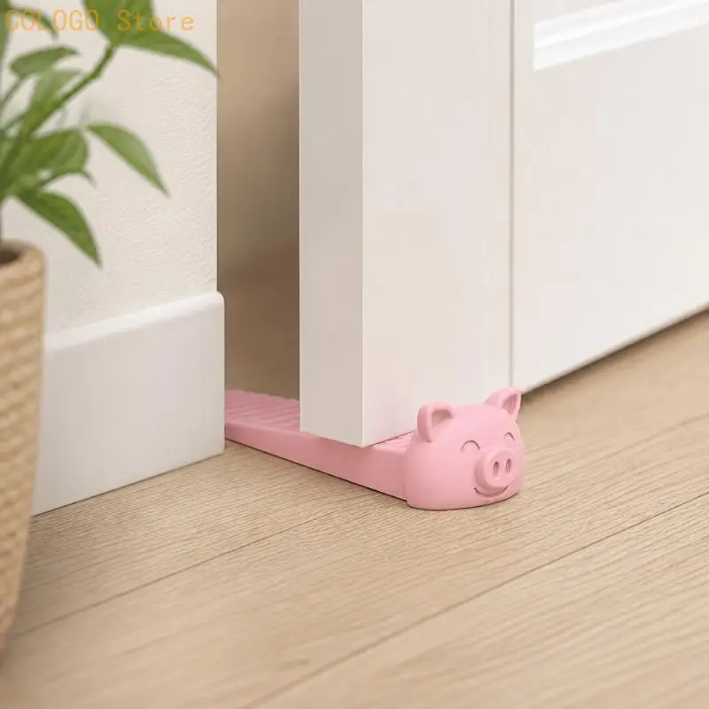 Pink Pig Door Holder with Raised Accents for Bedrooms and Studies D0LD