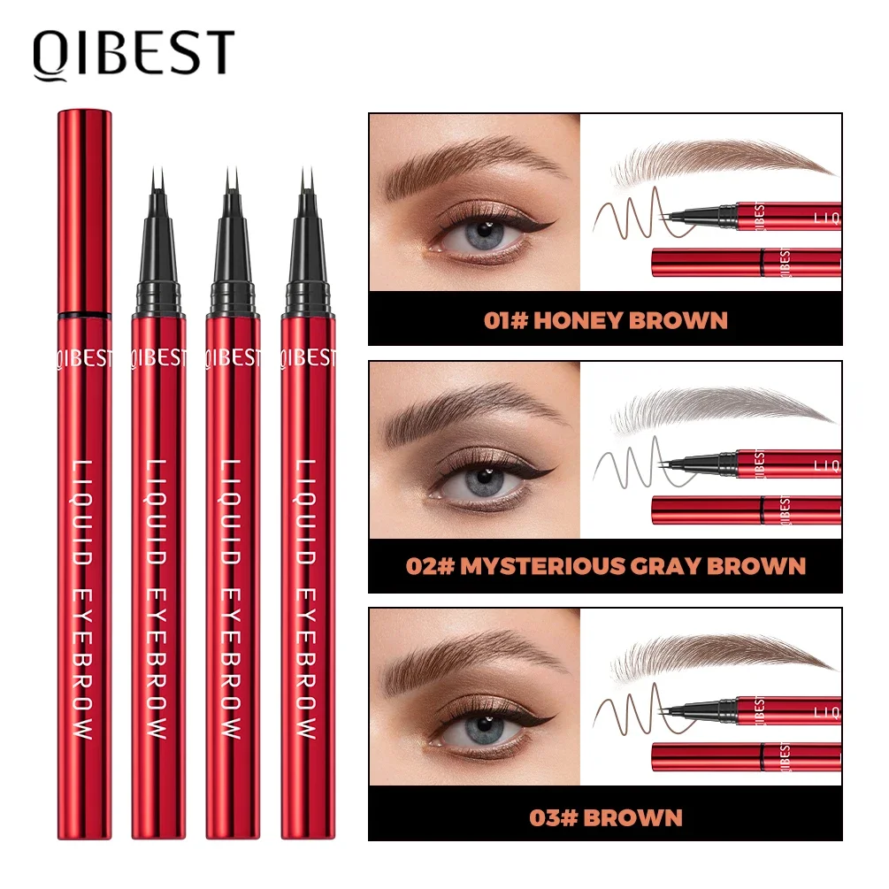 QIBEST 2 نقاط تلميح قلم الحواجب السائل كحل السفلي رمش القلم ماكياج مقاوم للماء دائم التجفيف السريع قلم الحواجب فائق الدقة