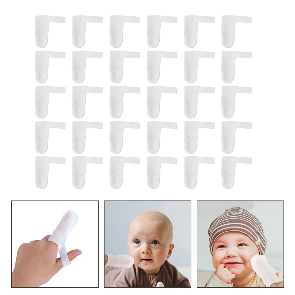 

30 Pcs Oral Cleaning Finger Cots Baby Toothbrush Gauze Disposable Dry Wipes Tongue Cleaner Non-woven Fabric