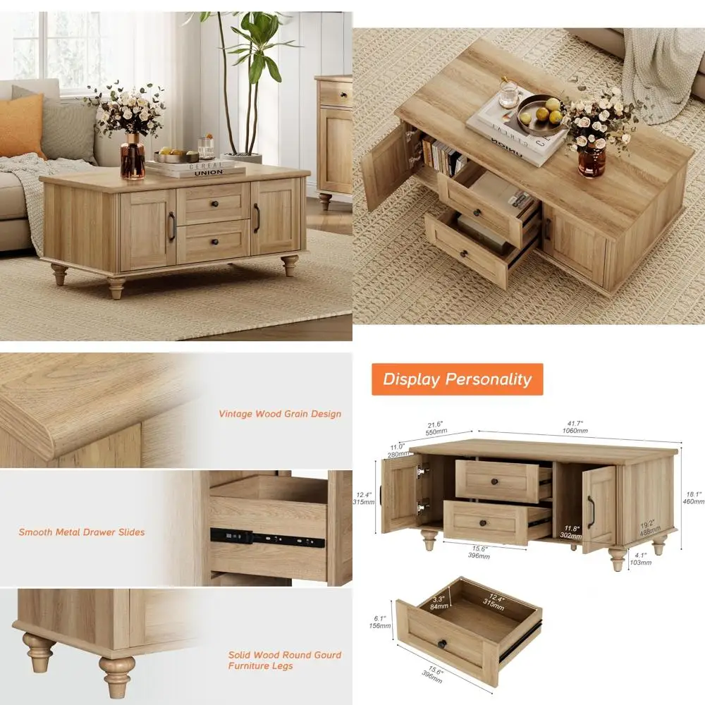 

Деревянный журнальный столик для гостиной в деревенском стиле, прямоугольный центральный стол в стиле фермерского дома