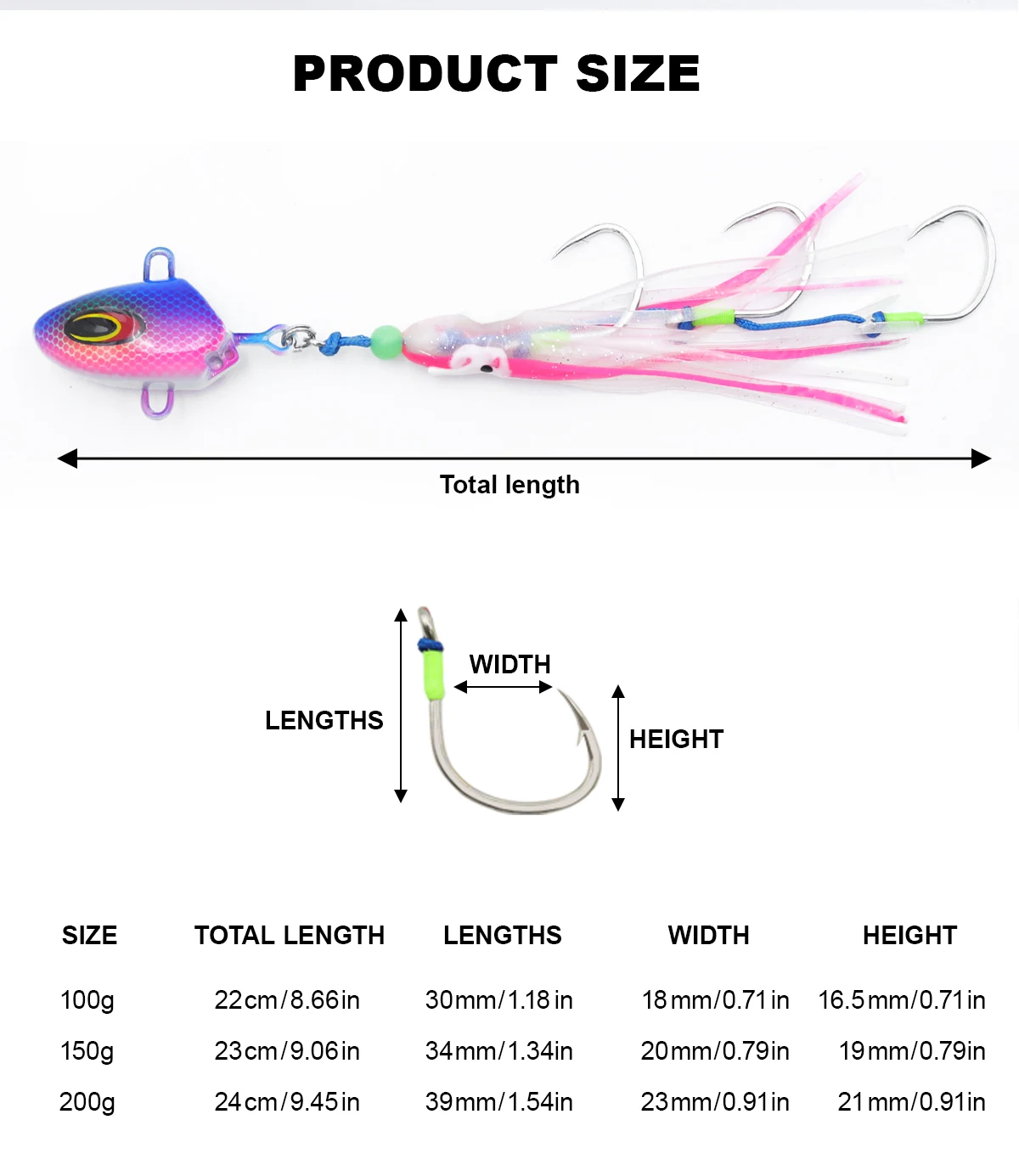 ZYZHE Meeresfischerei-Köder 100g 150g 200g 250g Leuchtender Weicher Oktopus-Köder mit BKK-Haken Salzwasser-Bootsangelköder Angelzubehör – Detail 11
