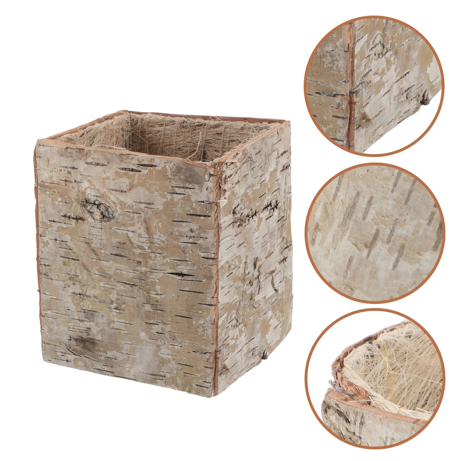 Birch Bark Flower Pot Handcrafted Rustic Planter for Succulents Cacti Floral Arrangements Balcony Patio Home Garden Decor