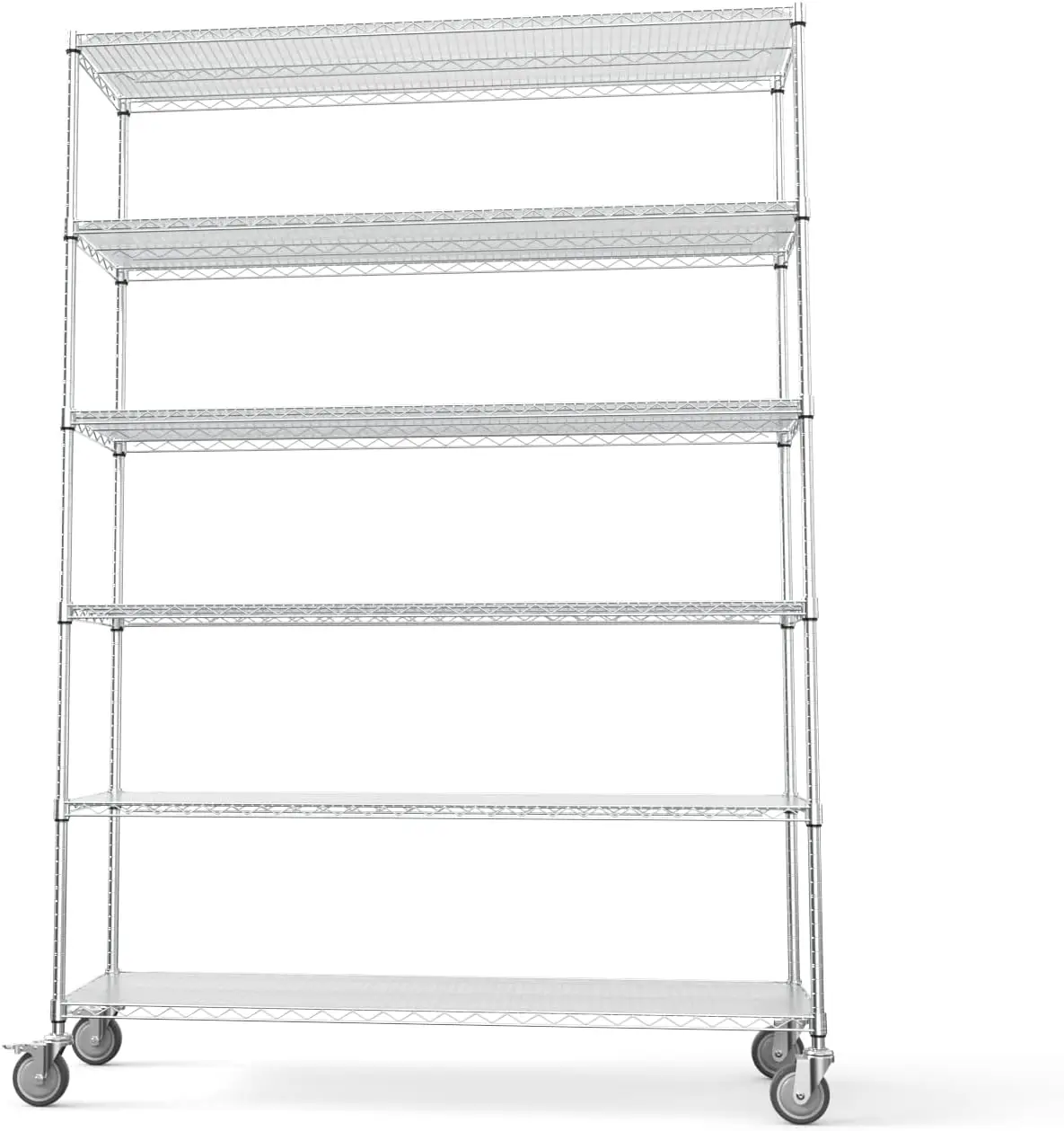 Pouseayar 6 Tier 6000Lbs Metal Shelf Wire Shelving Unit, Heavy Duty Adjustable Storage Rack With 5In Wheels And Shelf Liners -