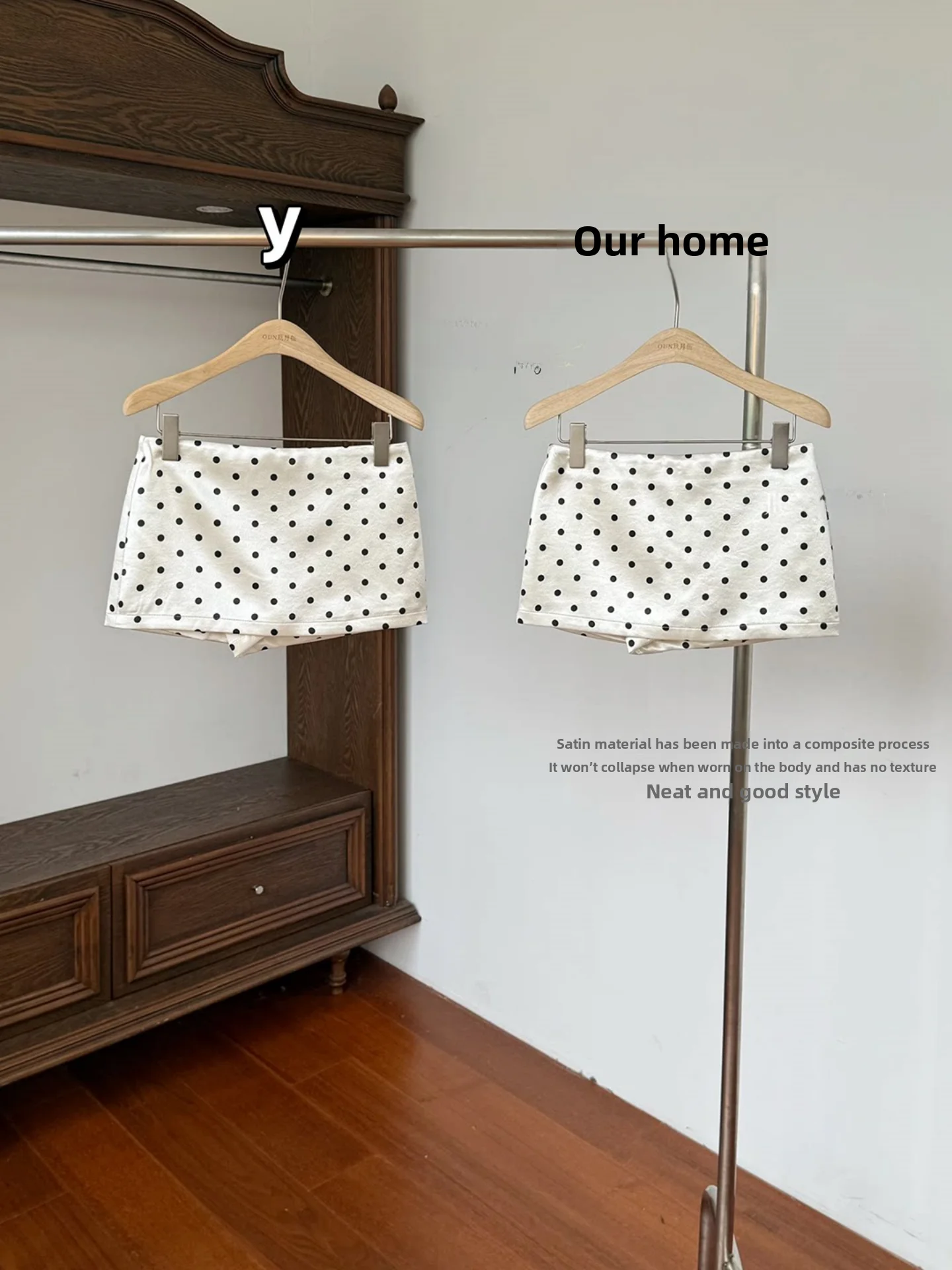 White Polka Dot A-Line  Skirt Women's plus Size Autumn New Korean Retro Design Miu Series Half-length Pants