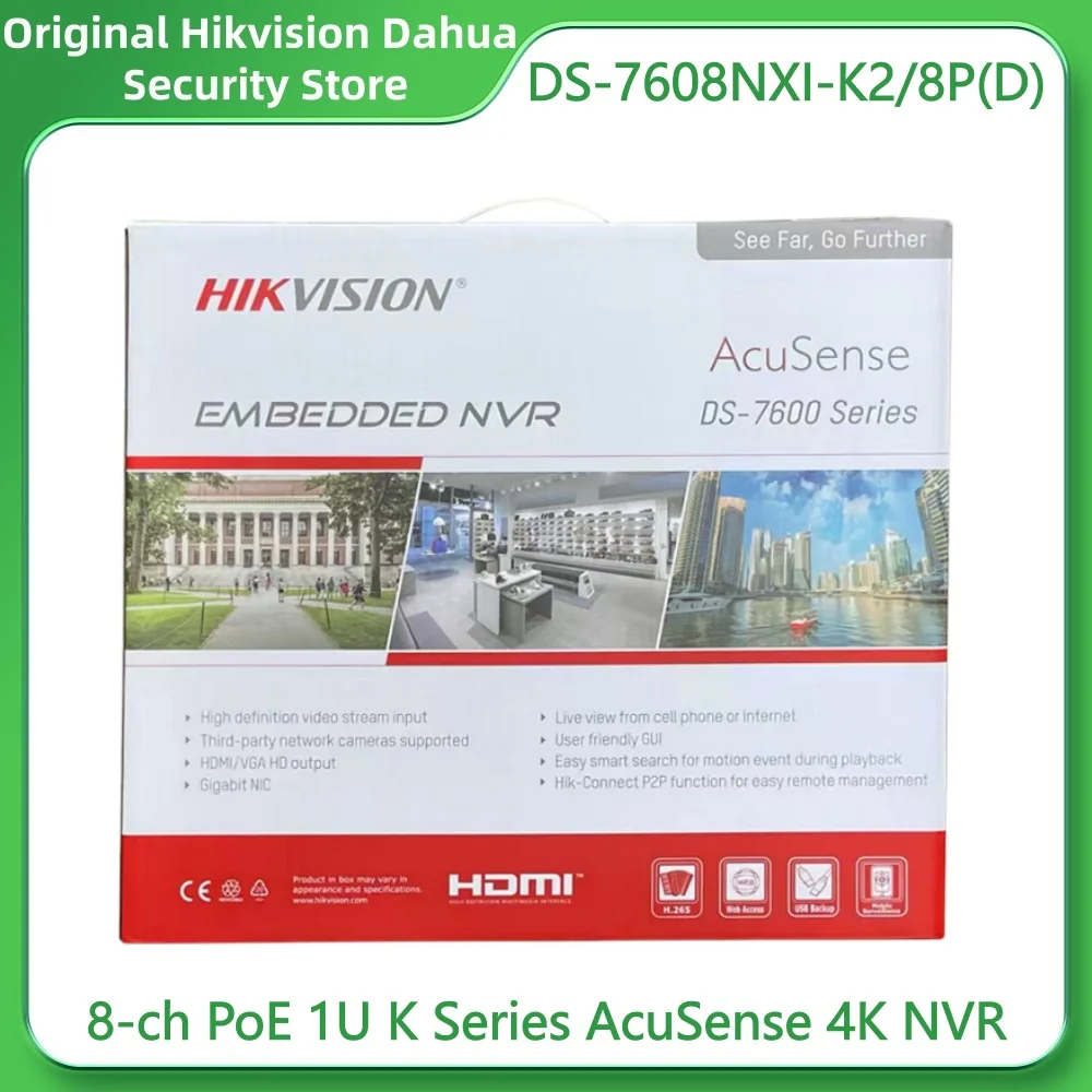 

Hikvision DS-7608NXI-K2/8P (D) Оригинальный видеорегистратор AcuSense 4K NVR 8CH PoE серии K для IP-камер, пропускная способность 80 Мбит/с, H.265+
