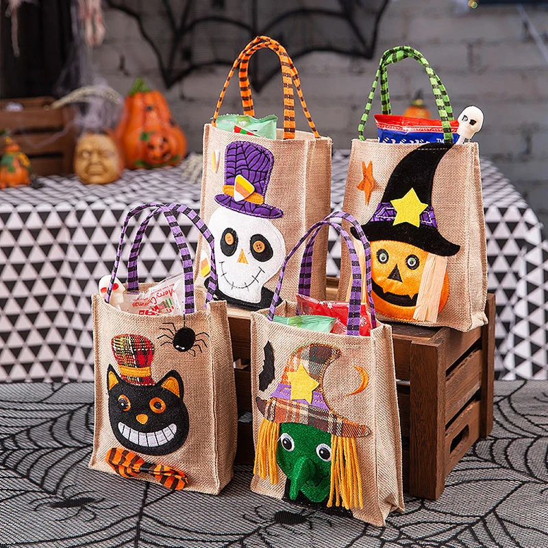 1/5PCS New Halloween Gift Non Woven Handbag Candy Bag Ghost Festival Pumpkin Bag Prop Kids Gift Bags Halloween Party Supplies