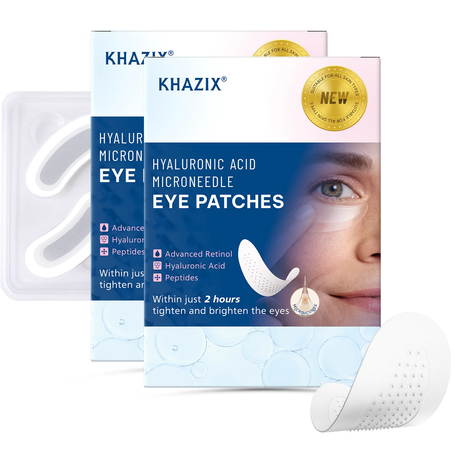 Retinol Microneedle Eye Patches with Hyaluronic Acid & Firming Peptides,for Forehead, Eye Area, Crow's Feet & Smile Lines,1Pair. view 5