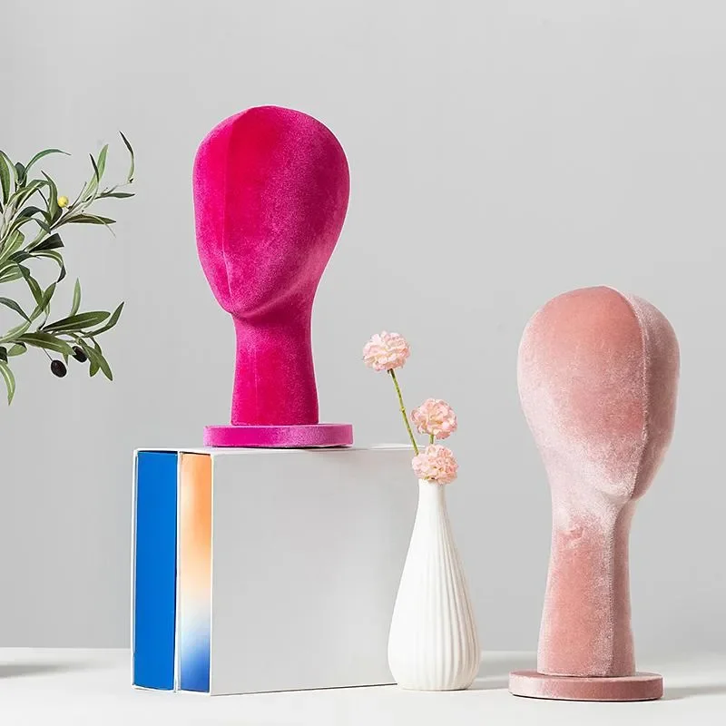Velvet Dummy Head Mannequin for Wig Hat Scarf Display Stand Model Head Form Prop for Window Table Showcase Colorful Head Mold