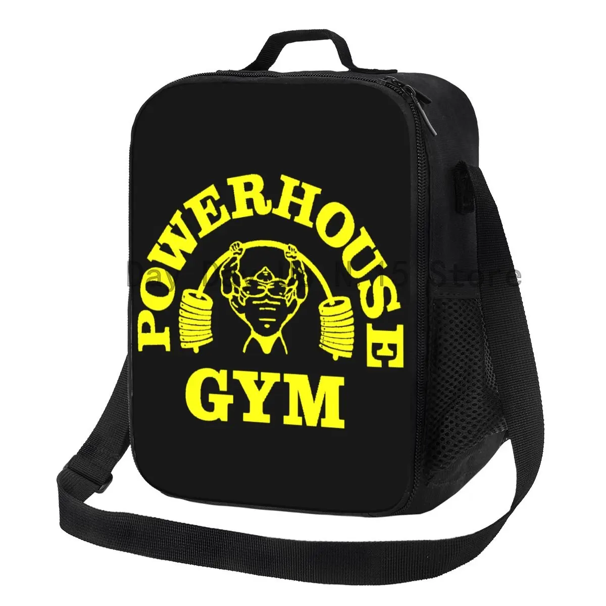 Bolsa de almuerzo de gimnasio para hombres y mujeres, lonchera con aislamiento térmico, Powerhouse, amarillo personalizado, Oficina para adultos