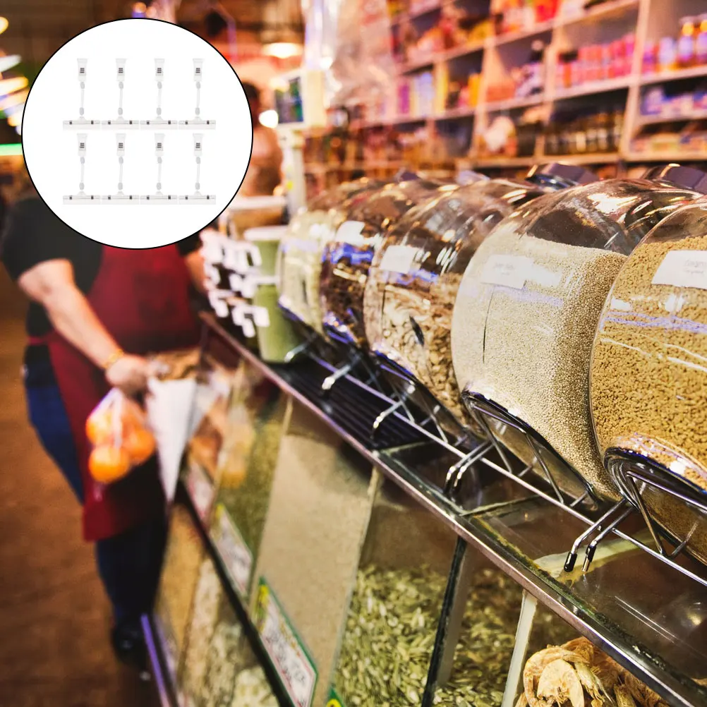 

8 Pcs Advertising Label Rack ABS White Price Tag Holder Display St Lightweight Portable For Bins Shelf Retail Hangers