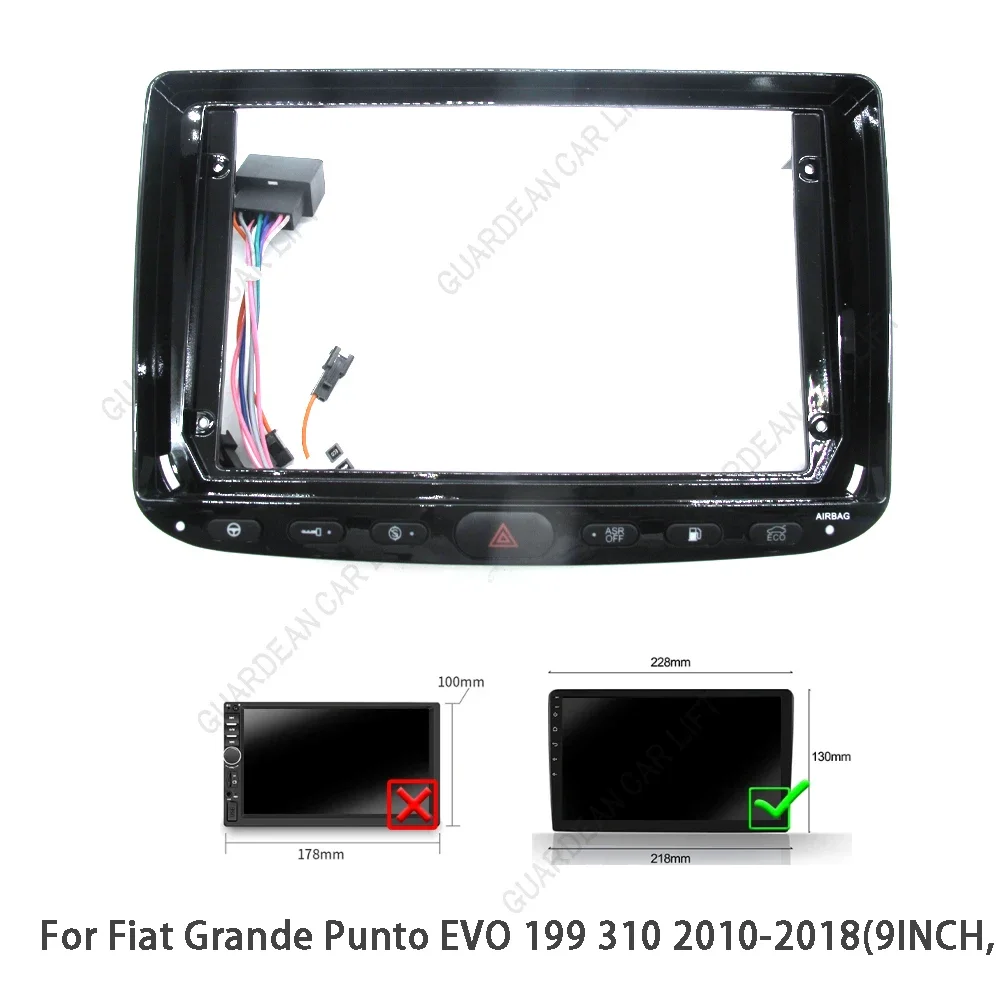 For Fiat Grande Punto EVO 199 310 2010-2018 9Inch Car Radio Fascias Android Stereo Frame 2 Din Panel Dash Trim