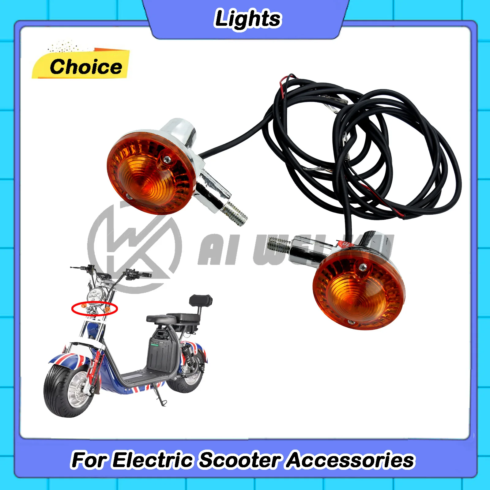 1 pair Turn Signal Lights Indicator Blinkers Flasher Amber Light For Citycoco Electric Scooter Harley Scooter part