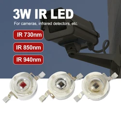 10pcs-100pcs LED 3W 3Watt Chip Diode Infrared Red  850nm 940nm 730nm Beads Radiation Bulb Laser Flashlight Night Vision Camera