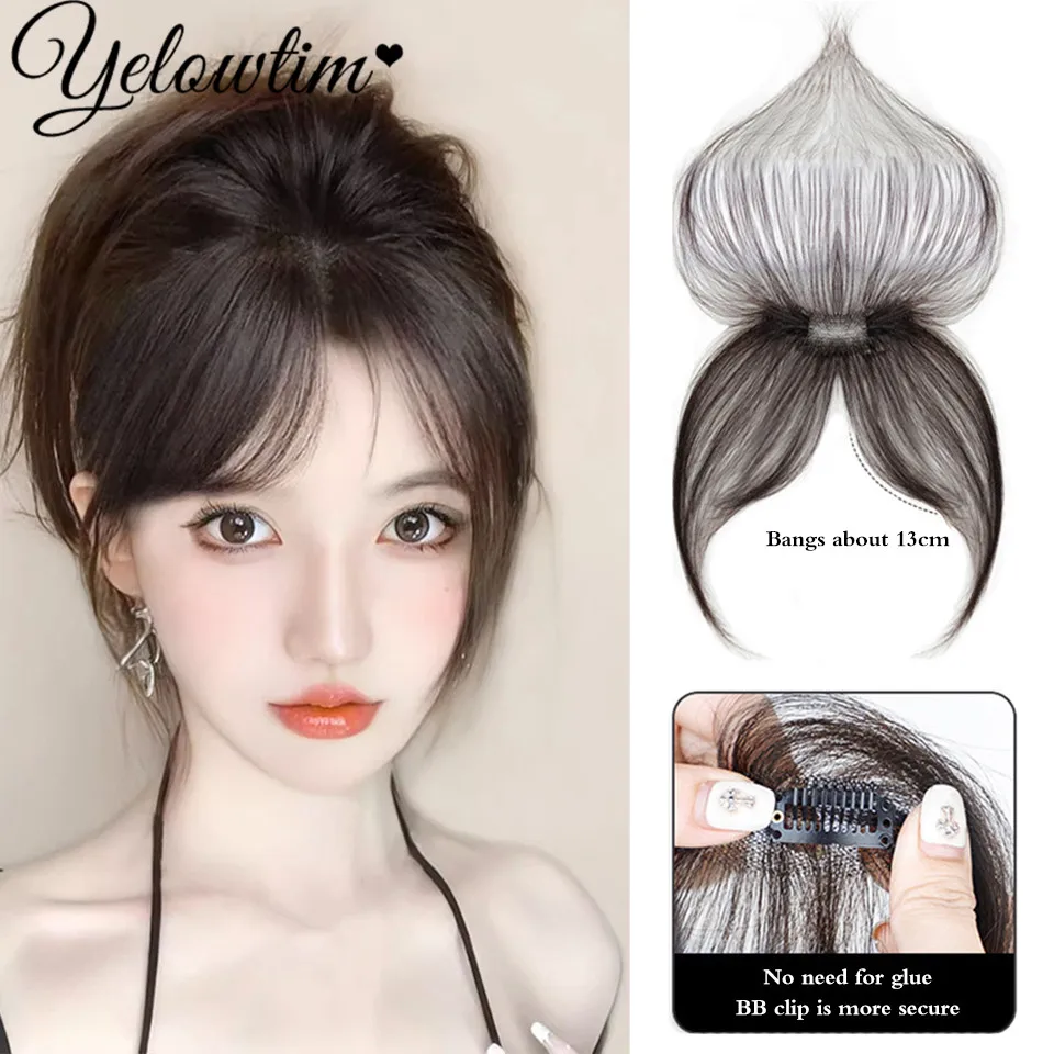 YELOWTIM Synthesis Wig invisible fetal hair bangs natural forehead covering hairline for daily wear piece for women