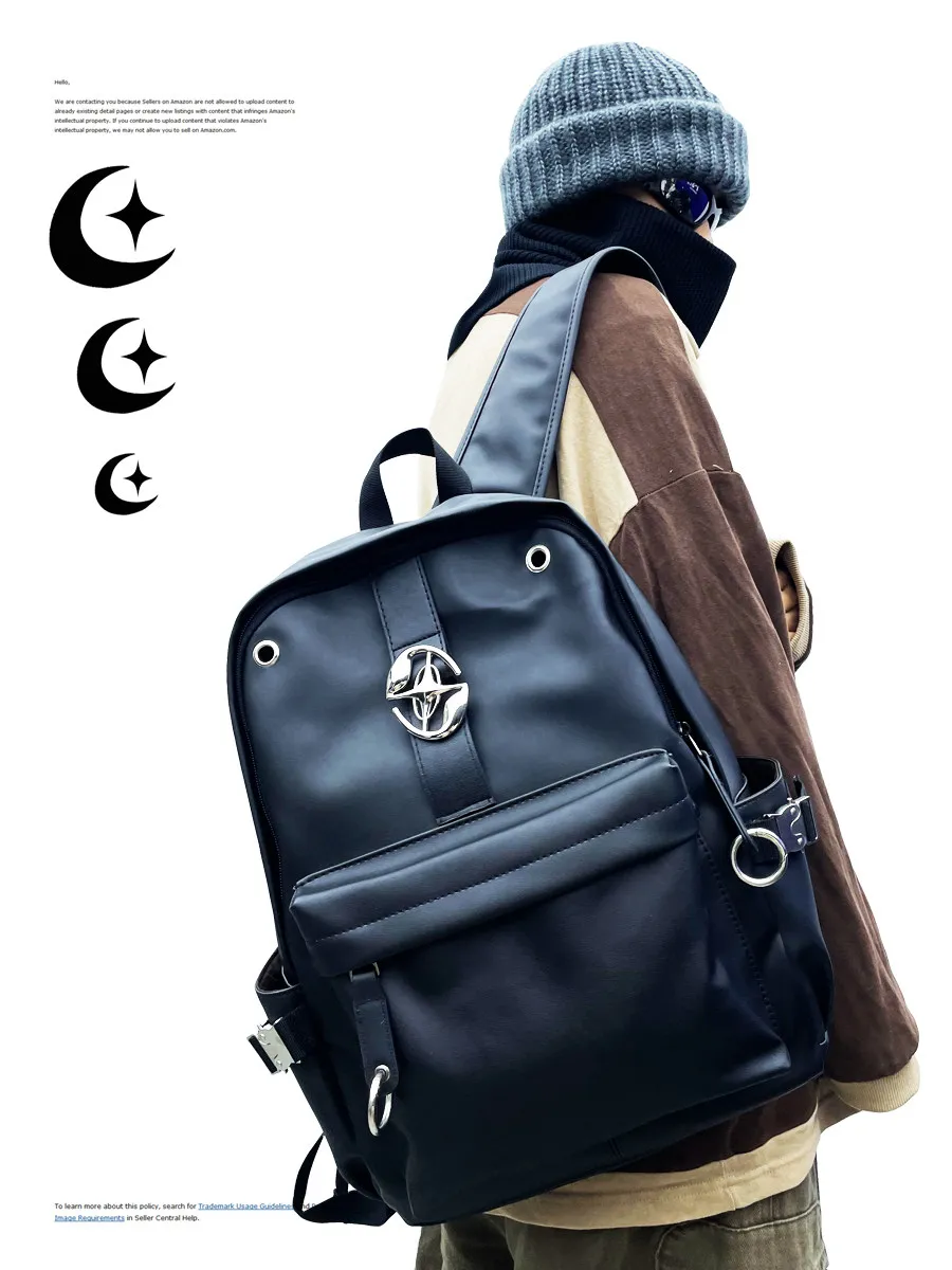 Retro Punk Locomotive Backpack Neutral Wind Futuristic Sense Versatile Metal Function Simple Texture Large Capacity Schoolbag