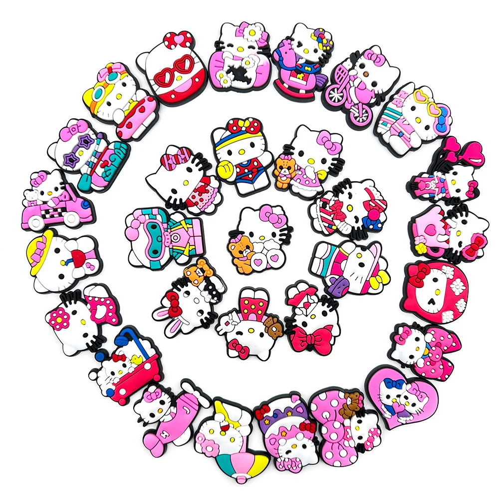 MINISO 30pcs Hellokitty Shoe Charms for Clogs Sandals Decoration Shoe Accessories