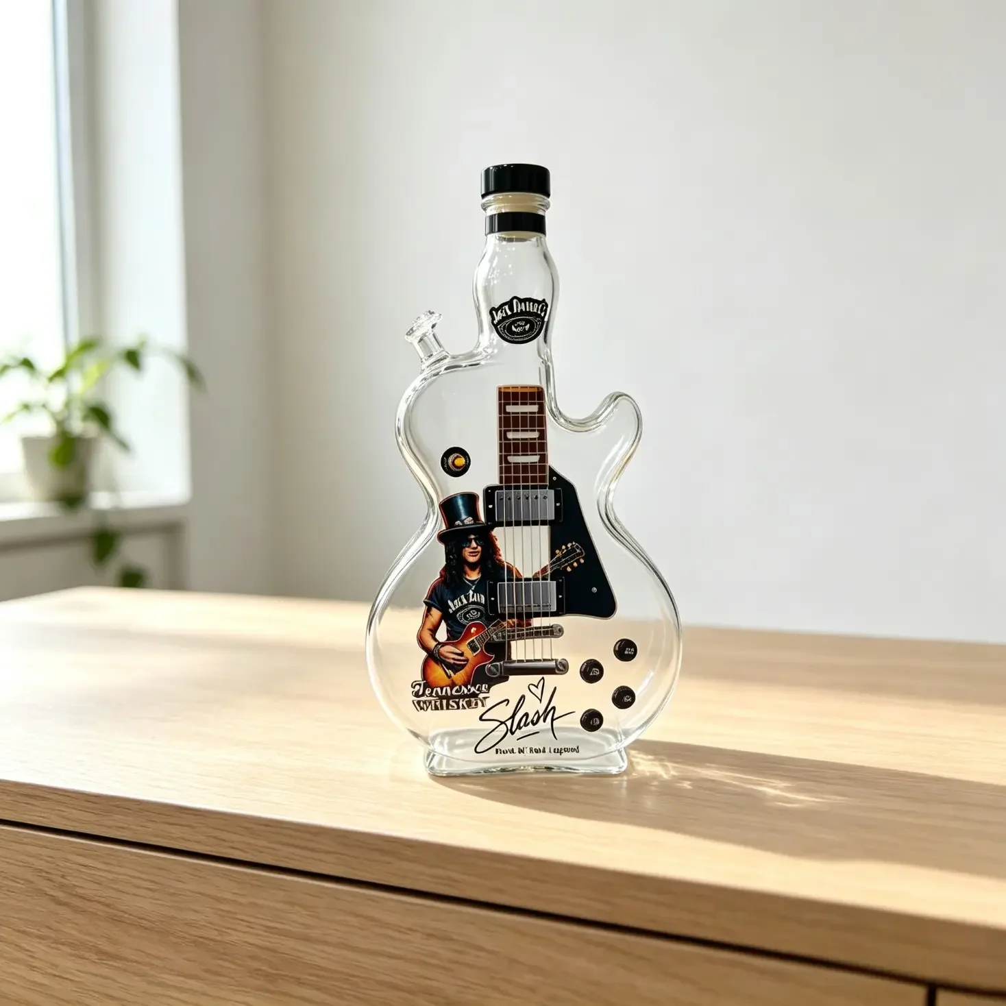 Rock Guitar Shaped Whiskey Decanter, Premium High Borosilicate Glass Wine & Liquor Bottle, Durable Unique Gift for Musicians