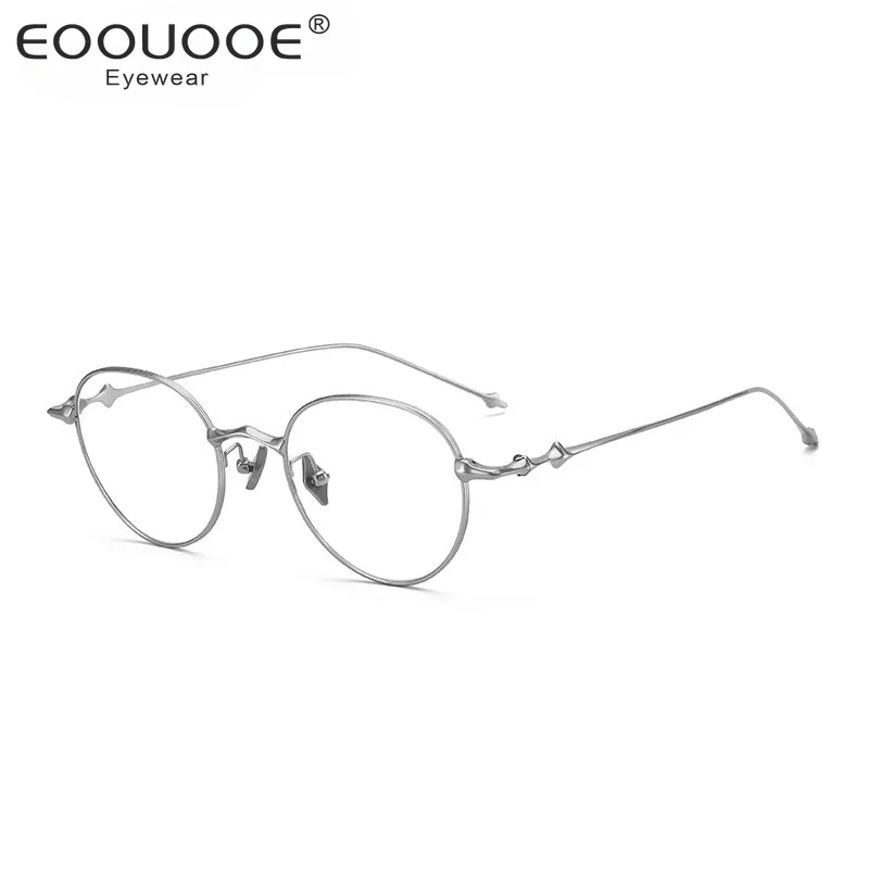 Pure Titanium Eyeglasses  Men Women Round Optics Myopia Prescription Lenses Eyewear Star Design Glasses Frame