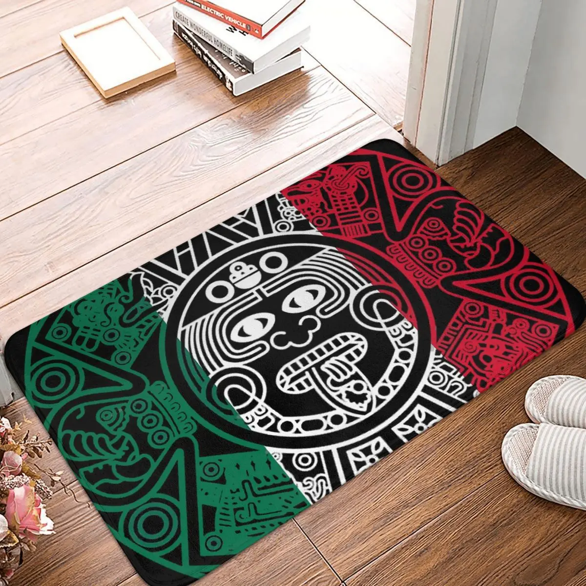 Mayan Aztec Calendar Non-slip Doormat Mexican Flag Bath Kitchen Mat Welcome Carpet Home Modern Decor