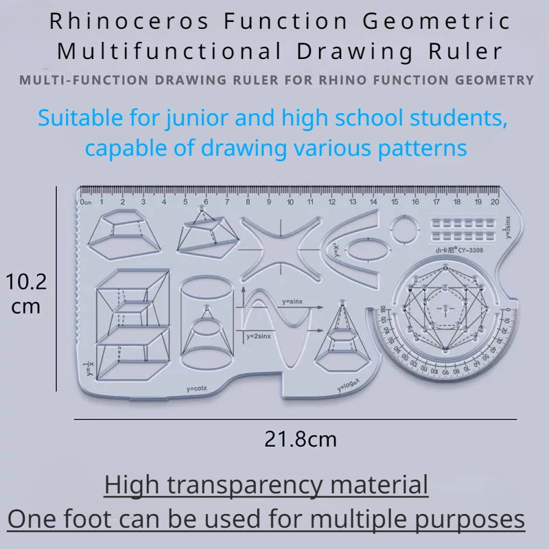 School Students' Multifunctional Drawing Ruler,Mathematical Drawing Protractor, Stationery Math Geometry Set Geometry Game Ruler