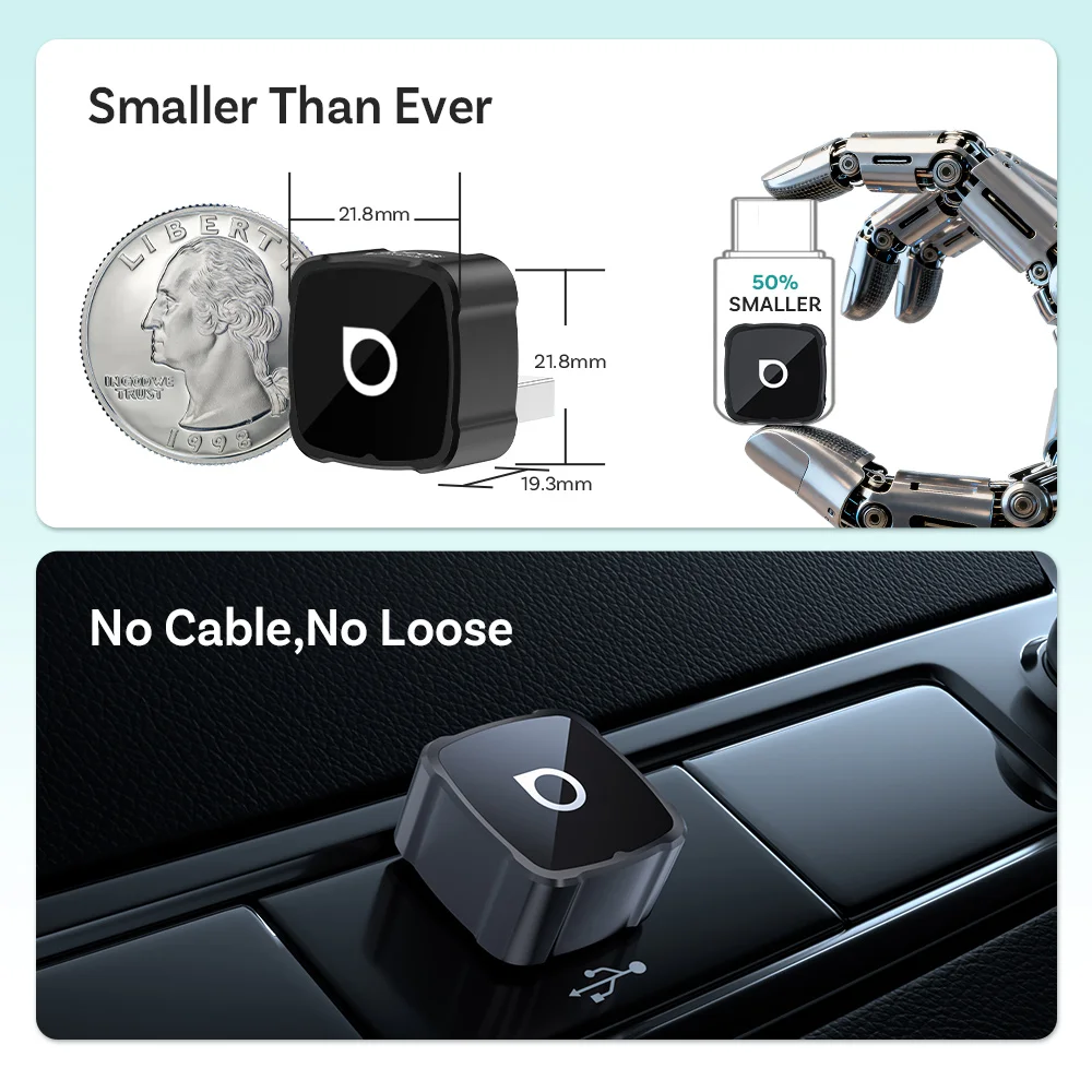 Ottocast 4-in-1 Mini Air Pro CarPlay Wireless Android Auto Adapter Video-Spiegelung Youtube Spiegel-Dongle für Airplay Miracast – Detail 2