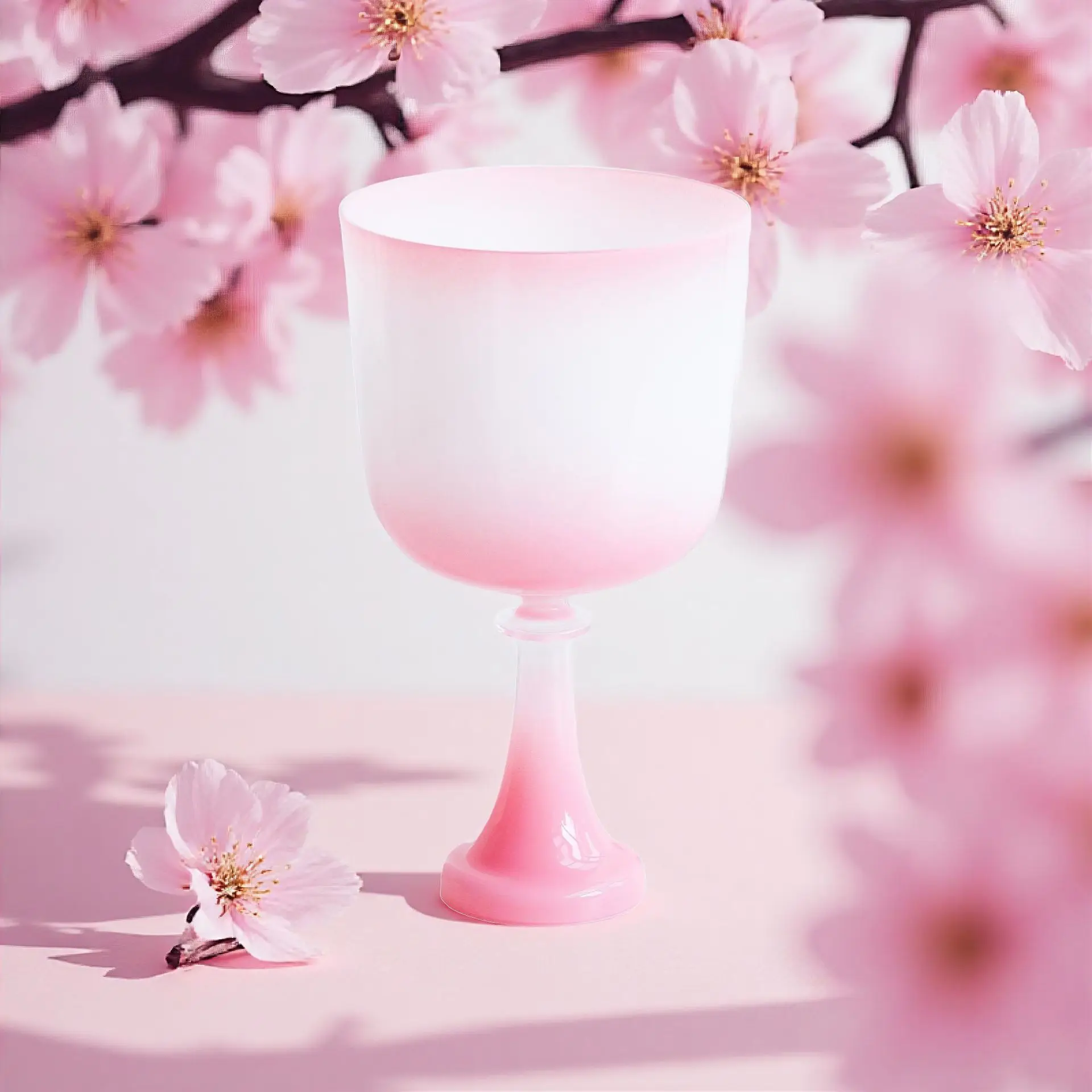 Pink Handheld Holy Grail Crystal Singing Bowl Crystal Music Bowl Yoga Stress Reduction Sound Therapy Percussion Instrument