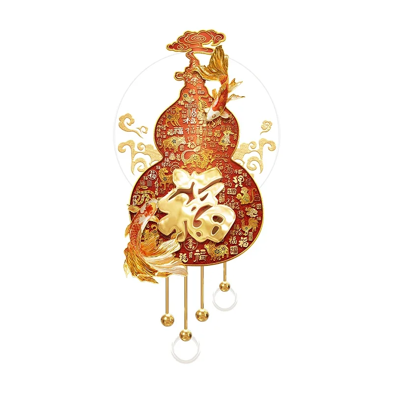 Luxury Crystal Inlaid Lucky Character LED Wall Art Light - Entrance/Corridor/TV Background Remote Dimmable Lustre Hanging Decor