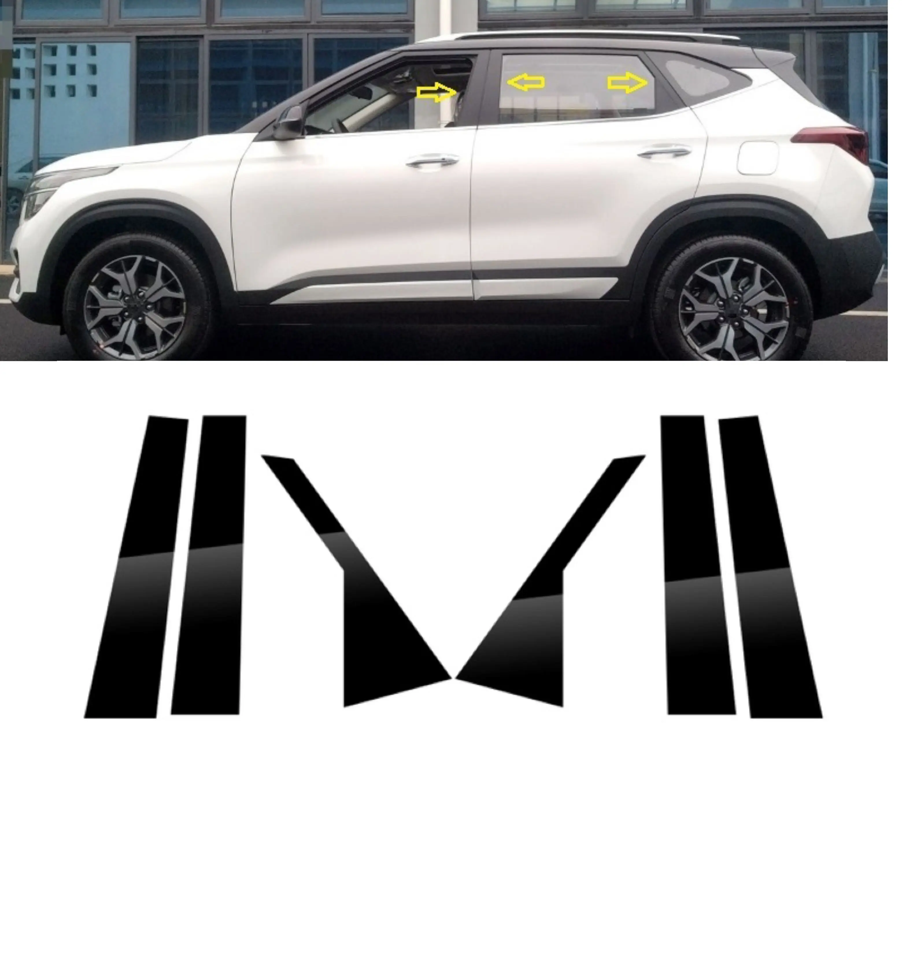 

6Pcs Car Door Window Pillar Posts Trim Covers Sticker For KIA Seltos KX3 2020 2021 2022 2023