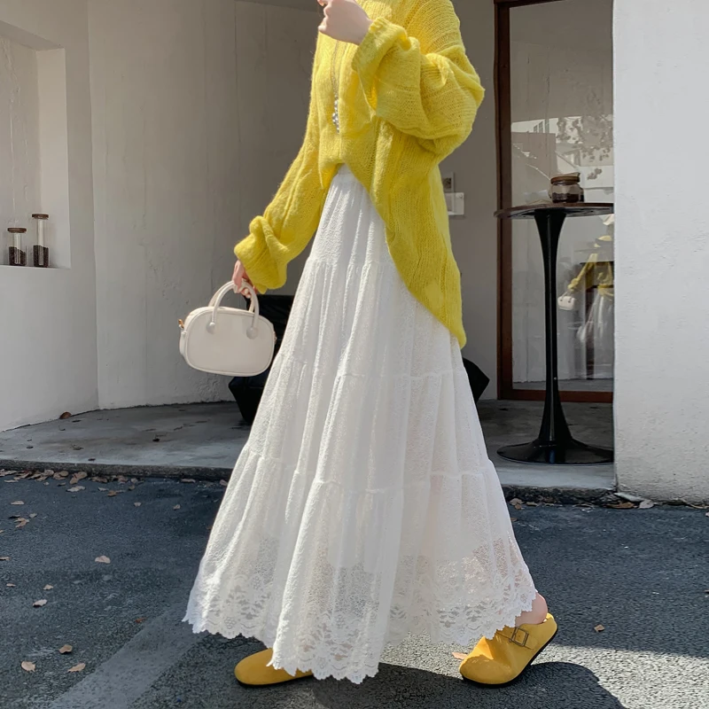 

High Waist Midi A-Line Skirt for Women Spring 2026 Slimming Drapey Fullness Cake Skirt Style New Arrival