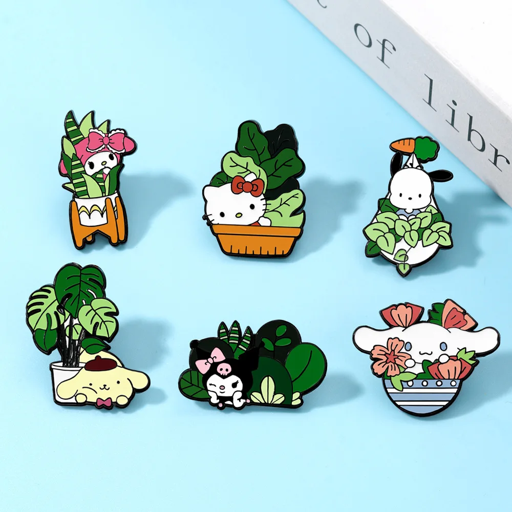 

Sanrio Anime Kuromi Cinnamoroll Cute Cat Enamel Pins Set for Women Lapel Badge Brooches Backpack Costume Accessories