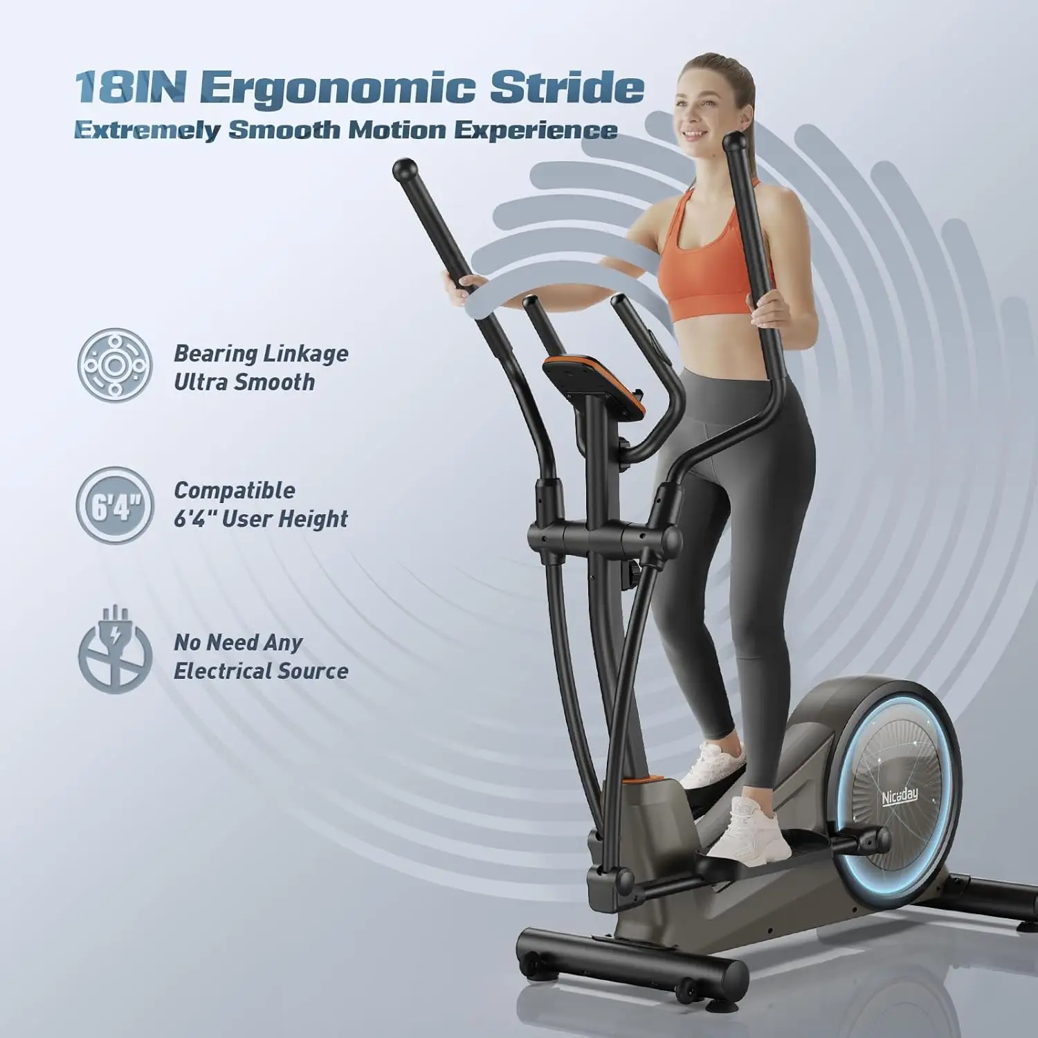 Elliptical Machine, Elliptical Exercise Machine for Home with Hyper-Quiet Magnetic Driving System, Elliptical Trainer wi