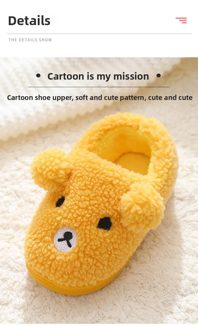 2026 Kinder-Hausschuhe Niedliche Flauschige Winter-Innenschuhe für Zuhause Warme Bequeme Cartoon-Plüsch-Bodenschuhe für Damen – Detail 7
