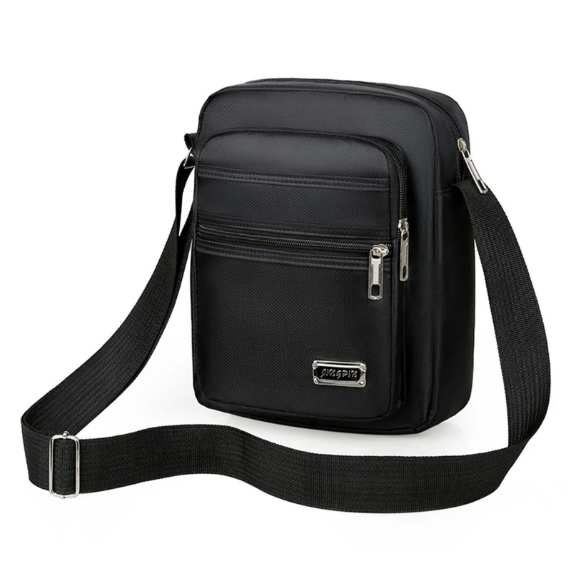 Bolsa mensageiro clássica para homens, Pacote de estilinque multifunções de ombro, Nylon Business Crossbody Flap, masculino simples