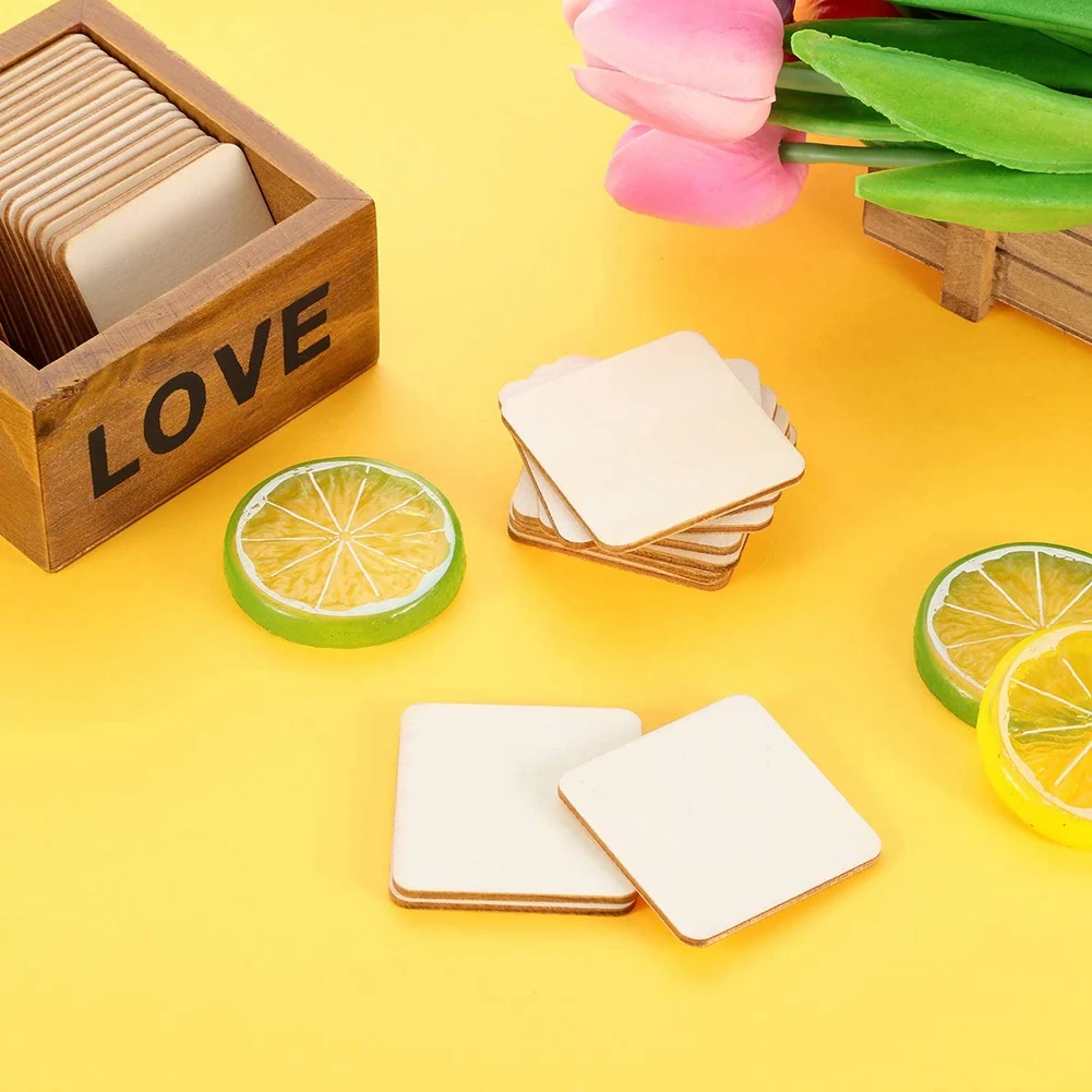 【HOT N07R】 80Pcs Wood Slices, Unfinished Wood Pieces for DIY Coasters Arts and Crafts School Home Wall Decoration
