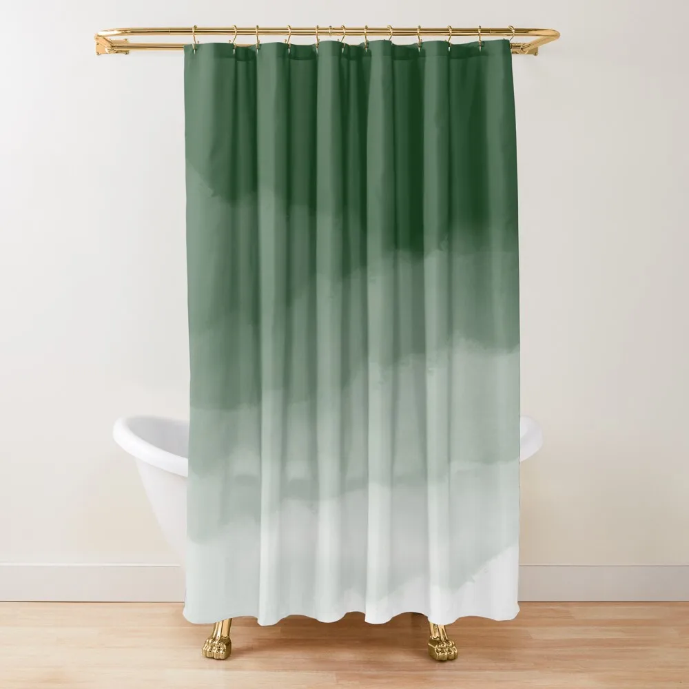 Sage Green Watercolor Ombre Shower Curtain Bathroom Fabric Polyester Waterproof Modern Shower Curtains Bath Decor with 12 Hooks