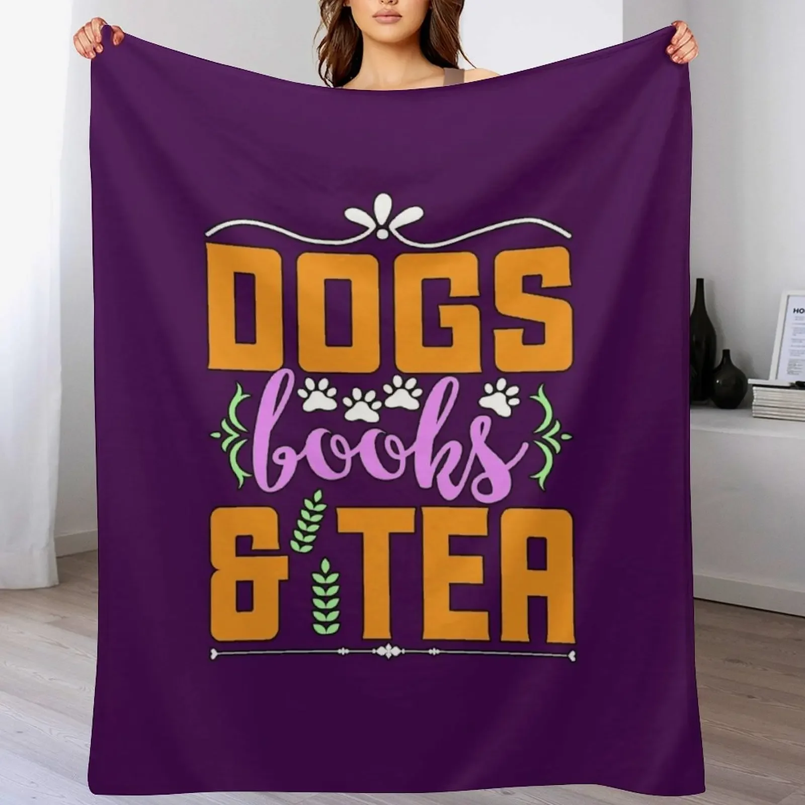 

Dogs Books And Tea Lover Essential Throw Blanket Anti Shedding Soft Fuzzy Blanket for Home