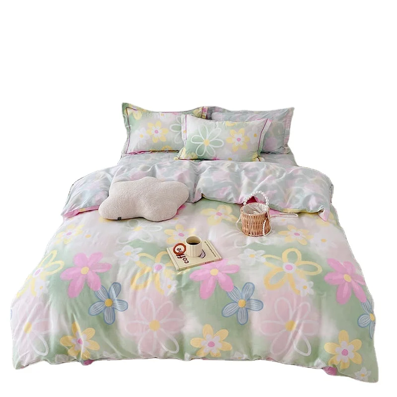 

Hotel Style Cotton Bed Sheets Bedding Set Brushed Simple Four-Piece Bedding Cover Set