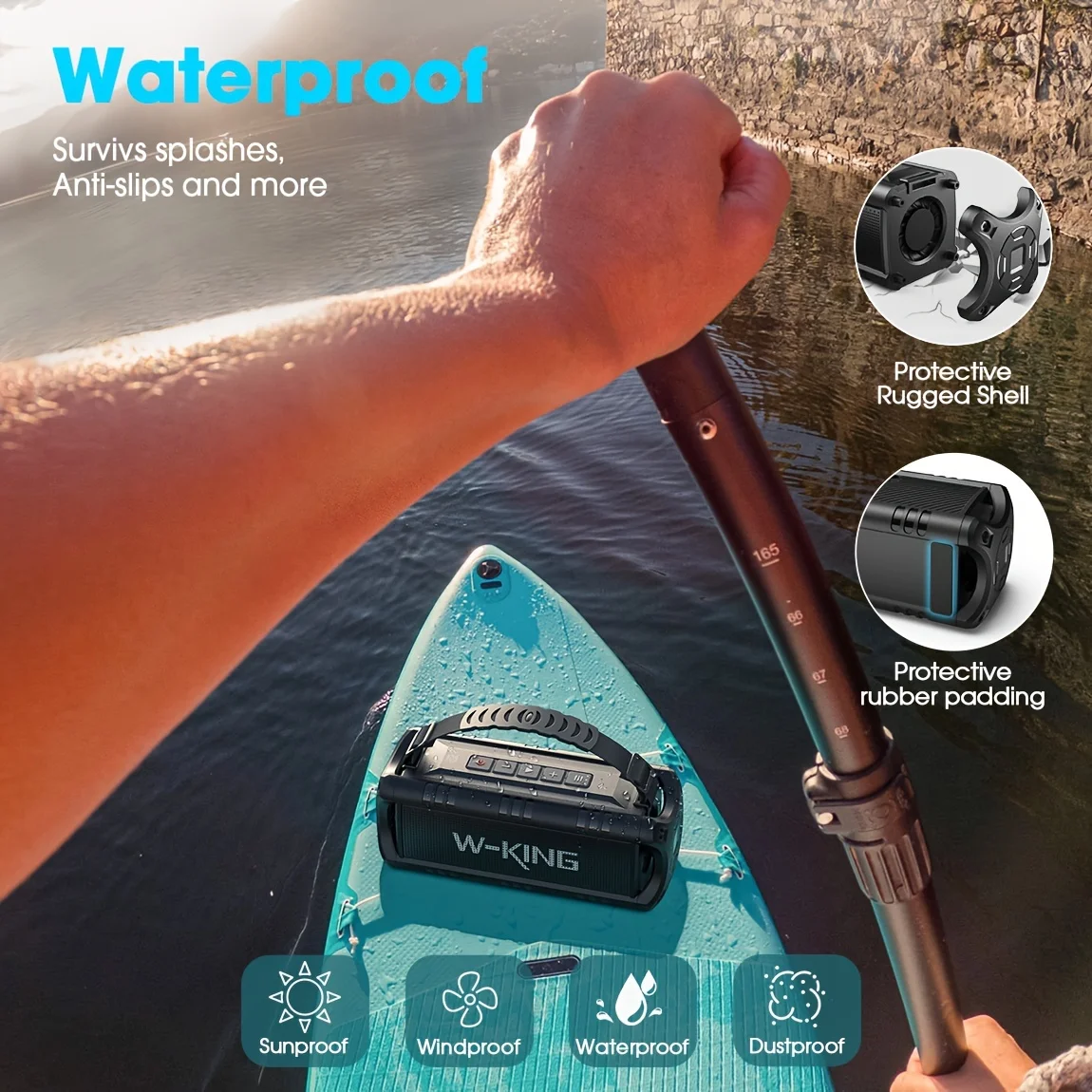W-King D8mini Portable Bluetooth Speaker, 30W Music Box, 5000 mAh Battery, Waterproof Speaker Box,24 Hour Battery Life Green