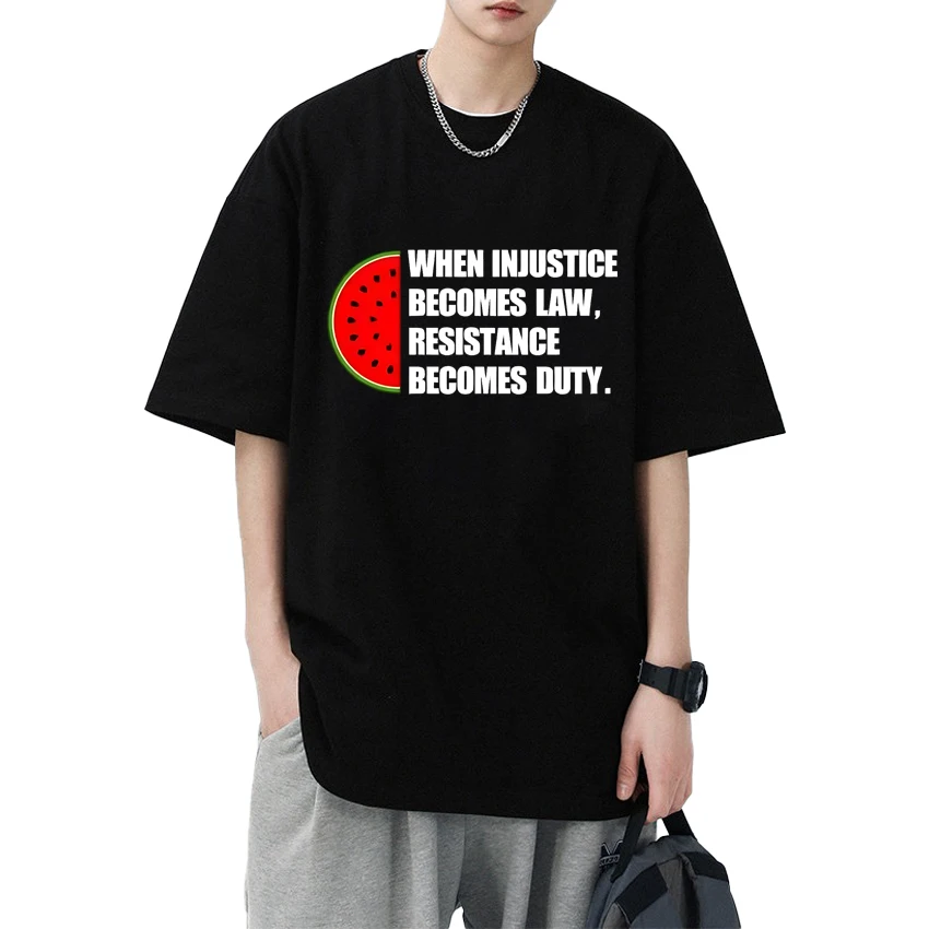 

2025 New Summer When Injustice Becomes Law harajuku short sleeve T-shirts Unisex Fashion Oversized Tops Men Women Cotton T shirt