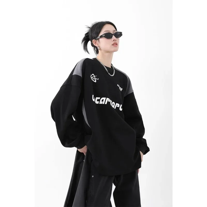 Deeptown Korean Style Sweatshirts Women Cyber Y2k Streetwear Oversize Round Neck Pullover Long Sleeve Hoodie 2024 Autumn Winter