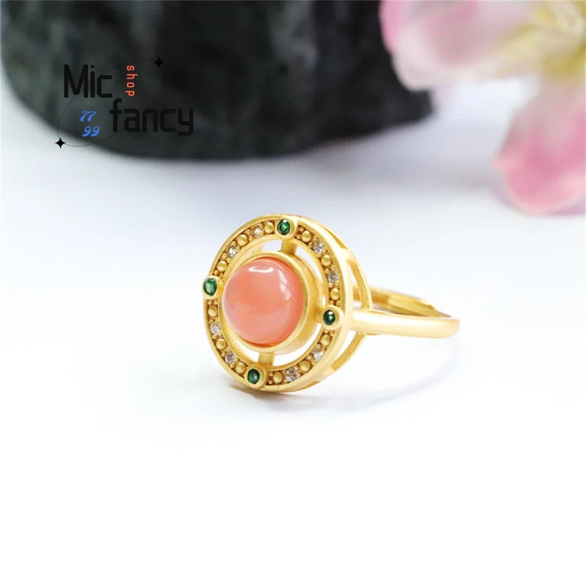 Natural Yanyuan Agate Egg Face Ring Versatile Personality Refined Retro Style Women Couple Promise Fine Jewelry Charm Fashion