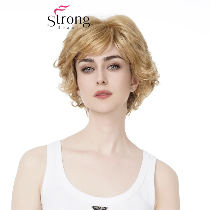 

StrongBeauty Short Curly Hair Glonden Blonde Layered Capless Synthetic Wig For Women