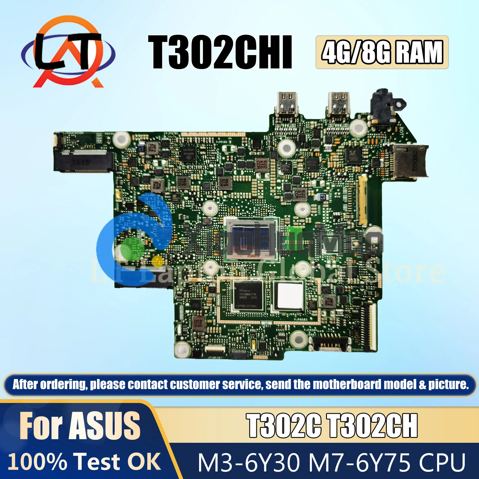 

T302CHI Mainboard For ASUS Transformer Book T302C T302CH T302CHI Laptop Motherboard With CPU M3-6Y30 M7-6Y75 4GB/8GB RAM