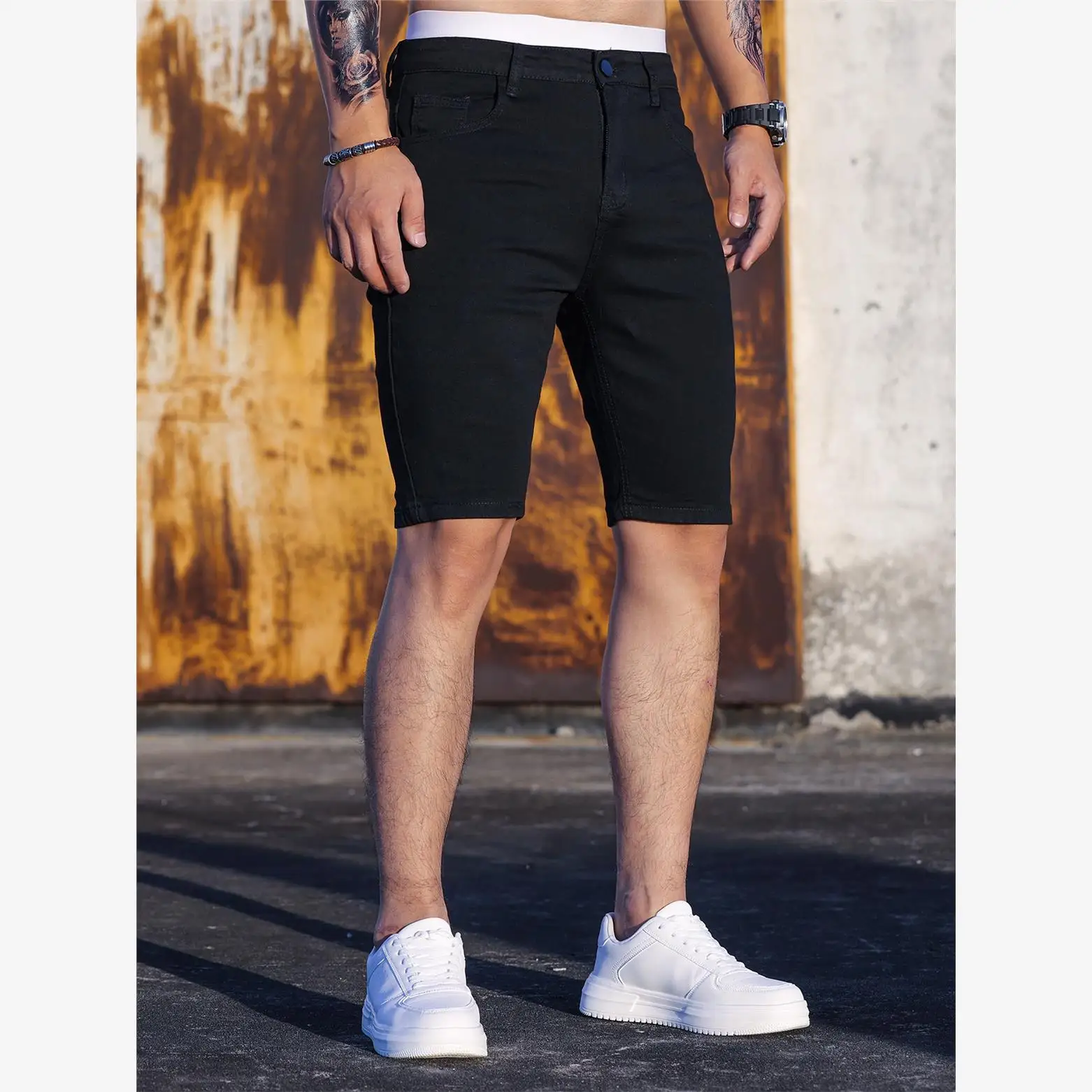 

Summer Casual Cotton Stretch Denim orts Jeans Men's mid Waist Youth Fit Slim Leggings Breathable Comfortable Faionable